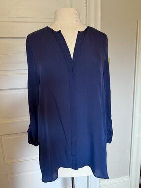 Joie Silk Button Down Blouse w/ Tab Sleeves